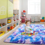 4x6 Tie-Dyed Blue Purple Pink Fluffy Area Rug Non-Slip - Image 7