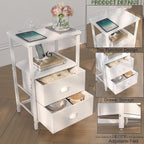 sthmec Nightstand with Charging Station, LED Night Stand with 2 Fabric Drawers - Image 5