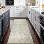 Aelenmu Runner Rugs for Hallways Kitchen 2.6x8 Non Slip Washable Beige Grey | - Image 3
