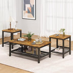 furlinkhm Coffee Table Set of 3, Industrial Coffee Table by furlinkhm