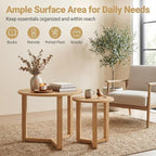 Tangkula Round Nesting Coffee Table Set of 2, Farmhouse End Tables - Image 8