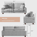 DOPEDIO Modern Loveseat Sofa for Living Room, Chenille Recliner, Removable Cover - Image 2