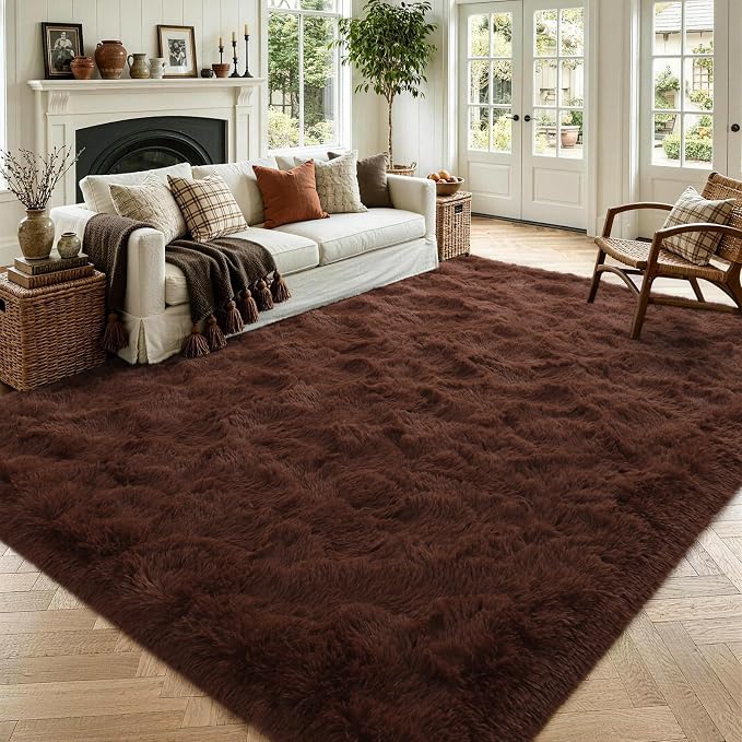 4x6 Brown Fluffy Soft Area Rug Non-Slip by ModernHomeDecor