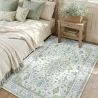 RELEANY Washable Area Rug, Water Repellent, Pet Friendly, Vintage Floral Boho by RELEANY