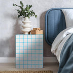 JONATHAN Y Callista 18-Inch White/Neon Blue Modern Ceramic Tiled Cube Side Table - Image 2