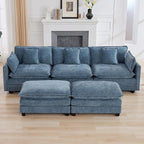 111'' Sectional Cloud Deep Seat Couch, Modern Comfy Chenille L Shaped Sectional - Image 7