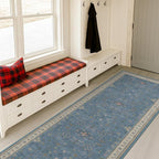 Light Blue 2x8 Long Washable Runner by HazoHaus
