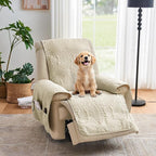 Camel Recliner TV Chair Covers, Quilted Décor Water-Repellent Medium Lazy Boy by Pamhaven