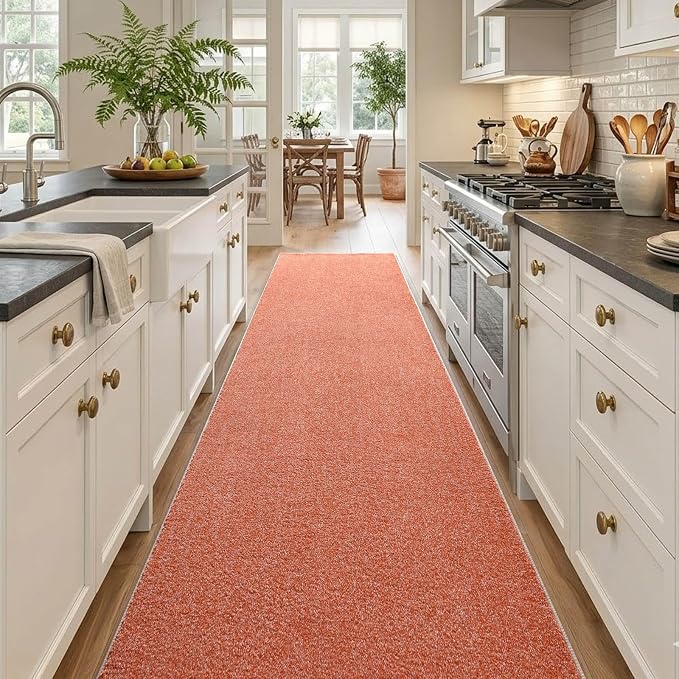 2x10 Orange/White Runner Rug Washable Non-Slip - Image 2