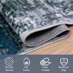 5x8 Area Rugs for Living Room Washable Bedroom Dining Room Navy Grey | Modern - Image 4