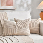 Fancy Homi 2 Packs Tan Lumbar Decorative Throw Pillow Covers 12x20 Inch by Fancy+Homi