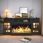 MXV 70" Fireplace TV Stand, 3-Sided Glass Fireplace and Modern Entertainment - Image 8
