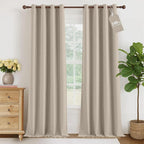 NICETOWN Farmhouse Style 100% Blackout Natural Faux Linen Curtains 90 inches by NICETOWN