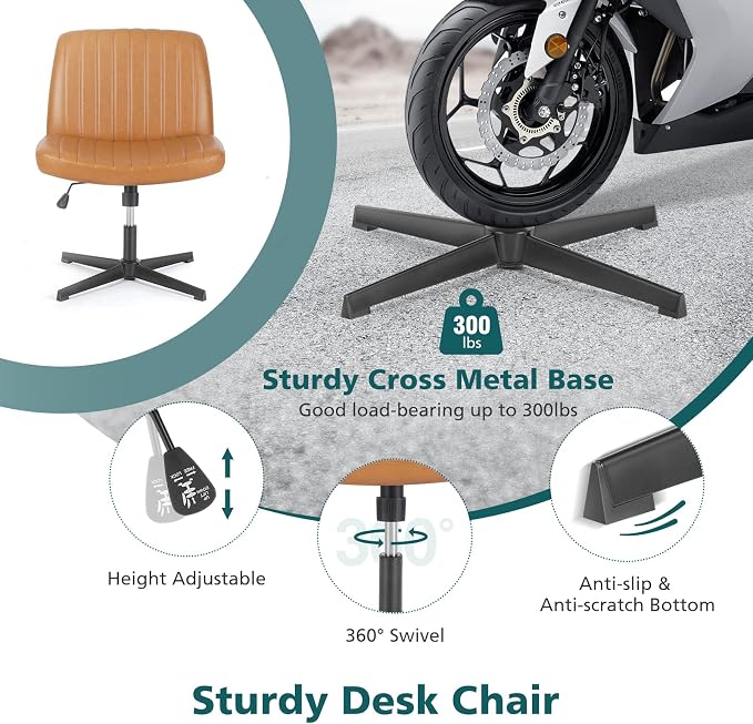 OLIXIS Criss Cross Legged Chairs Armless No Wheels Wide Seat Height Adjustable - Image 7