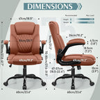 Leather Office Chair, PU Home Computer Desk Chairs - Image 3