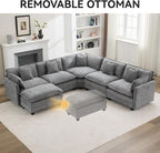 113'' V Shaped Cloud Sectional Sofa, Oversized Deep Seat Couches - Image 7