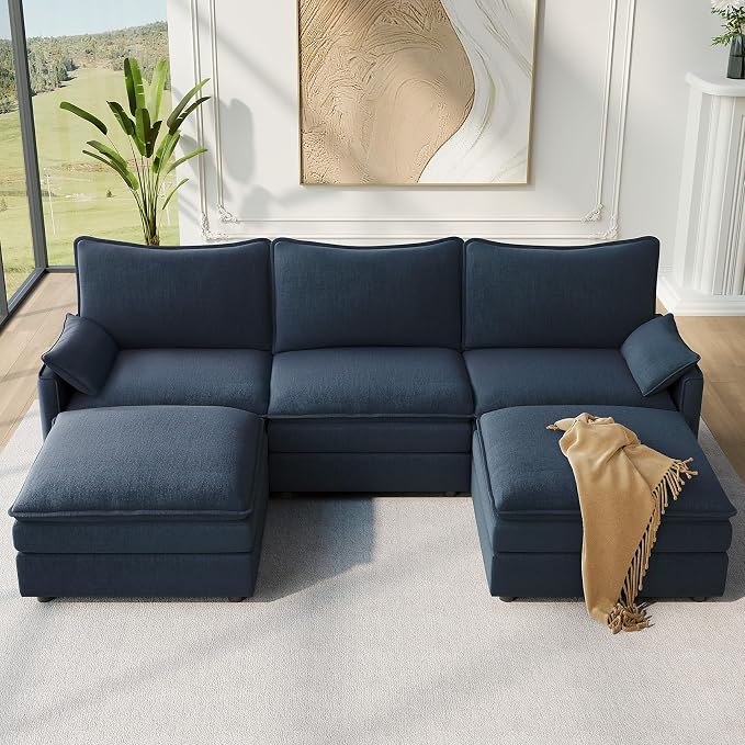 Vesgantti 108" U Shaped Sectional Couch, Deep Seat Cloud Modular Sectional Sofa by Vesgantti