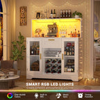 Unikito Wine Bar Cabinet with LED Light, Liquor Cabinet with Wine Rack and - Image 3