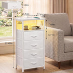 Fixwal Tall Nightstand with Charging Station, Night Stand with U-S-B Ports and - Image 3