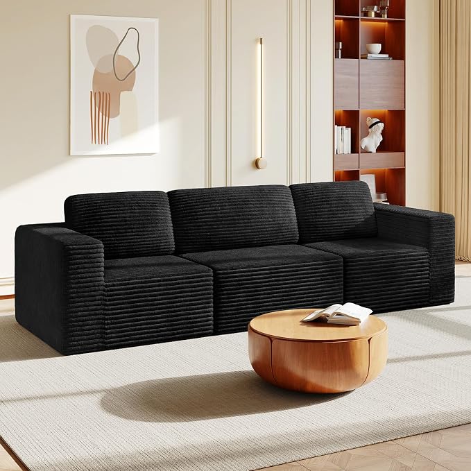 Vesgantti 119" Modular Sectional Sofa, Corduroy Cloud Couch by Vesgantti