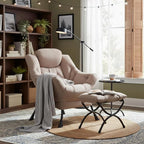Welnow Lazy Chair with Ottoman, Modern Reading Accent Chair with Armrests and a - Image 2