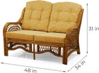 Malibu Lounge Loveseat Sofa Natural Rattan Wicker Handmade Design - Image 2
