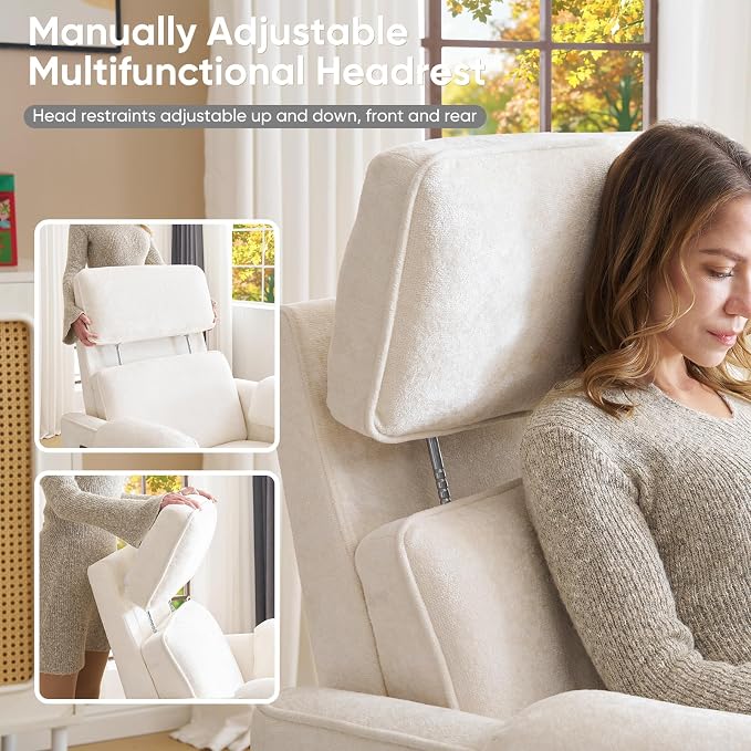 24" Extra Wide Swivel Rocker Recliner Chair - Image 6