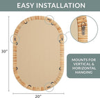 Barnyard Designs Oval Rattan Wall Mirror, Natural Tan Woven Rattan Frame - Image 6