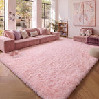 Pink 6x9 Area Rugs for Living Room Bedroom, Large Fluffy Bedside Throw Rug by ONASAR