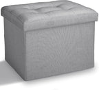LINMAGCO Small Storage Ottoman Stool Foot Rest Stool Under Desk Stool Short by LINMAGCO