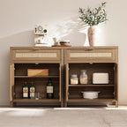 SICOTAS Sideboard Buffet Cabinet Set of 3, Rattan Credenza Storage Cabinet - Image 7