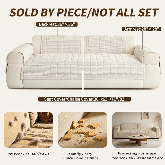 Velvet Couch Covers for Sectional Sofa Washable, Non-Slip L Shaped Sectional - Image 4