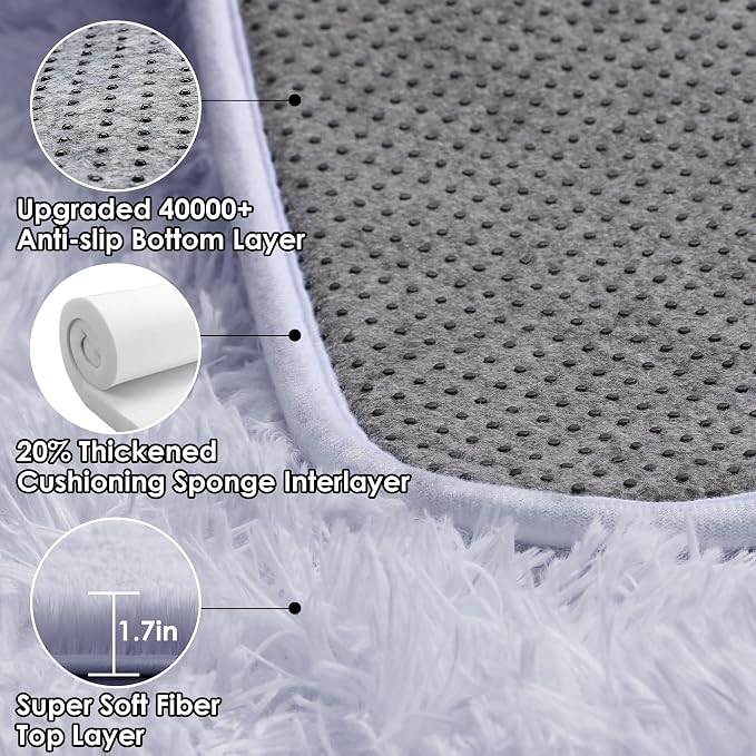 White Runner Rugs for Bedroom Living Room, Fluffy 2x6 Bedside Soft Area Rug | - Image 3