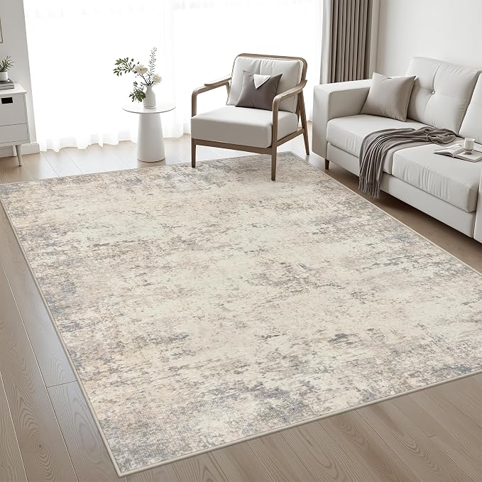 5x8 Area Rug Living Room: Modern Washable Soft Carpet Brown Beige | - Image 8