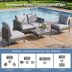 Jocoevol Outdoor Patio Sofa Conversation Set–Rattan 4 Seats Comfortable Couch - Image 3