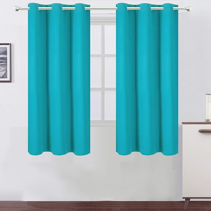 Teal Blackout Curtains 34 x 63 Inch Length/Set of 2 Curtain Panels/Thermal by Lemomo