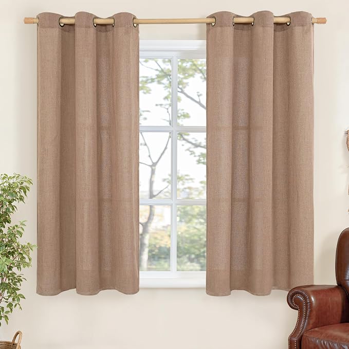 YoungsTex Linen Semi Sheer Curtains 45 Inch Length by YoungsTex