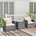 Tangkula 3 Pieces Patio Furniture Set, PE Rattan Wicker 3 Pcs Outdoor Sofa Set - Image 3