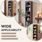IFGET 76" Tall Arched Bookcase, Farmhouse 5 Tiers Narrow Arched Bookshelf - Image 4