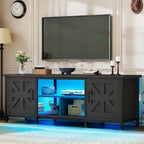 YITAHOME TV Stand with LED Lights & Charging Station, Farmhouse Entertainment by YITAHOME
