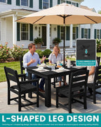 SERWALL Outdoor Dining Table Set, 67‘’ HDPE Patio Dining Set - Image 3