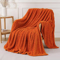 Orange Throw Blanket for Couch Sofa 60x80 inches Striped Design | Fleece by Unknown