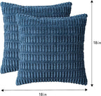 Aegero Pack of 2 Corduroy Decorative Throw Pillow Covers 18x18 Inch, Teal | - Image 7