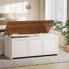 HOOBRO Storage Bench, 43.3" Retro Wooden Storage Chest, Wooden Storage Trunk - Image 6