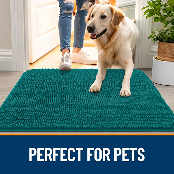 OLANLY Dog Door Mat for Muddy Paws 35x24, Super Absorbent Chenille Mud Mat | - Image 6