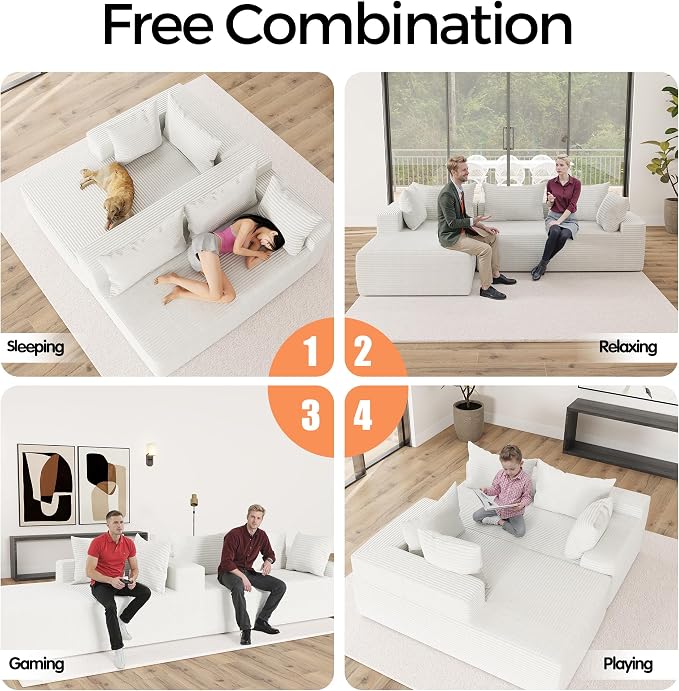 108"Modern Sectional Sofa, Modular Convertible L-Shape Sofas, Upholstered - Image 7