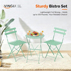 VINGLI Outdoor Folding Bistro Table and Chairs Set of 2, 3-Piece Bistro Set - Image 3