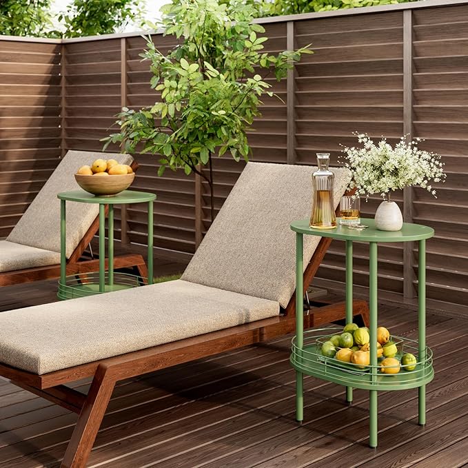 Green Side Table Set of 2, Small Modern Round Side Table - Image 7