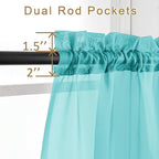 Chyhomenyc Sheer Curtains 63 Inch Length 2 Panels, Turquoise | Light Filtering - Image 4