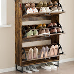 BORNOON Shoe Cabinet with 3 Flip Drawers Narrow Shoe Storage Cabinet Organizer - Image 6